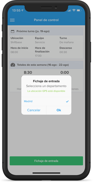 Fichar con la aplicación móvil