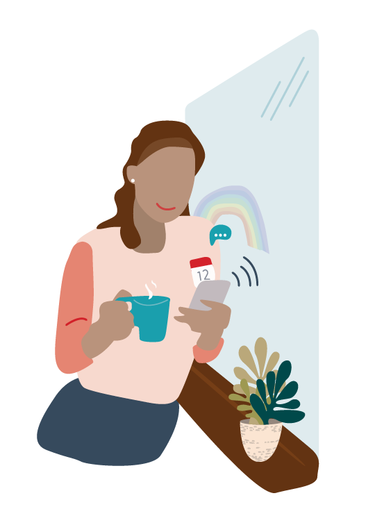 An illustration of a patient receiving an automated reminder about their next dental appointment via the dental practice management software.