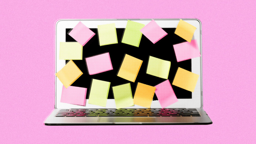Computer with Sticky Notes