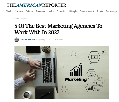 In the News: 5 Of The Best Marketing Agencies To Work With In 2022