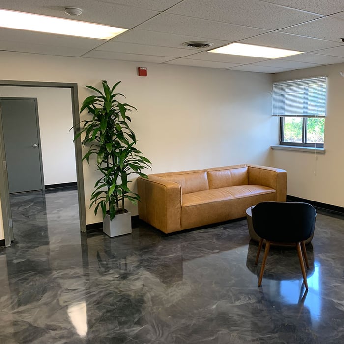 metallic floor in commercial space resinwerks