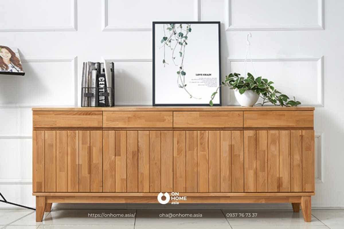 Tủ tivi gỗ tự nhiên thiết kế đơn giản