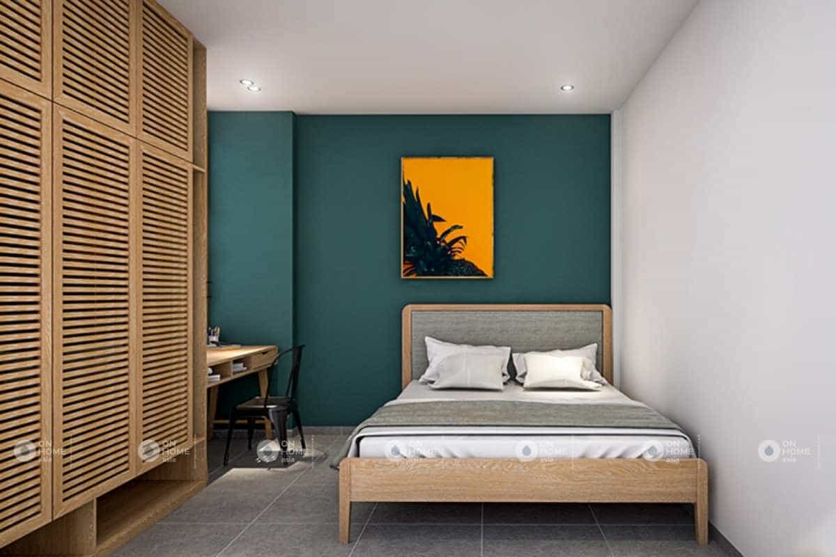 thiết kế nội thất phòng ngủ đơn giản cho nhà phố 5x20m