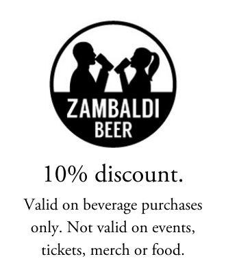 10 percent discount on beverage purchases at Zambaldi Beer