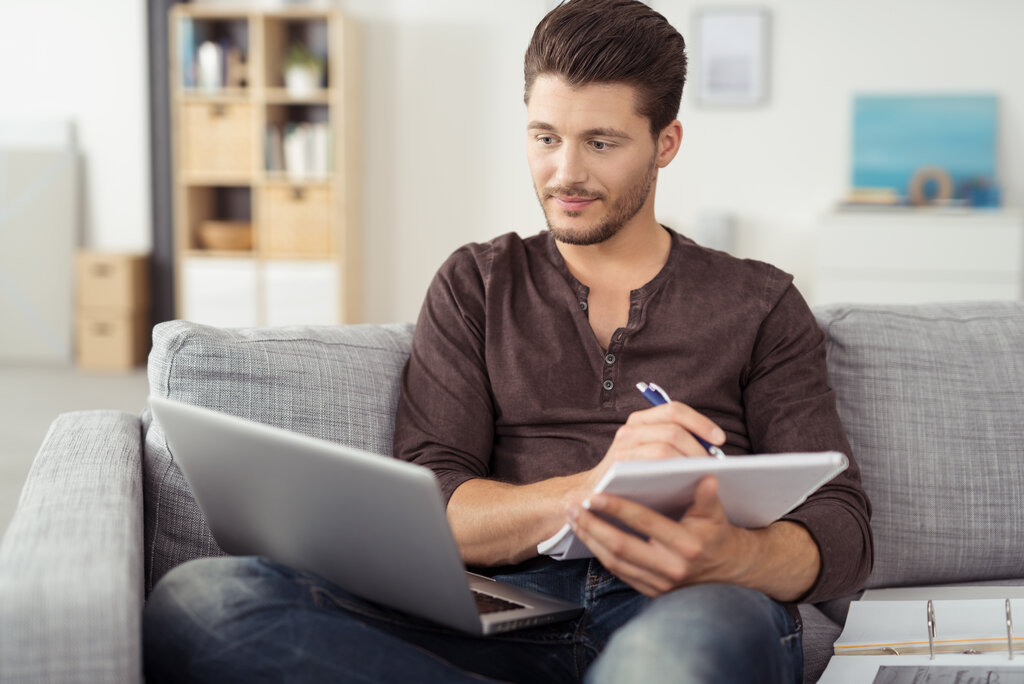 young man with a labtop