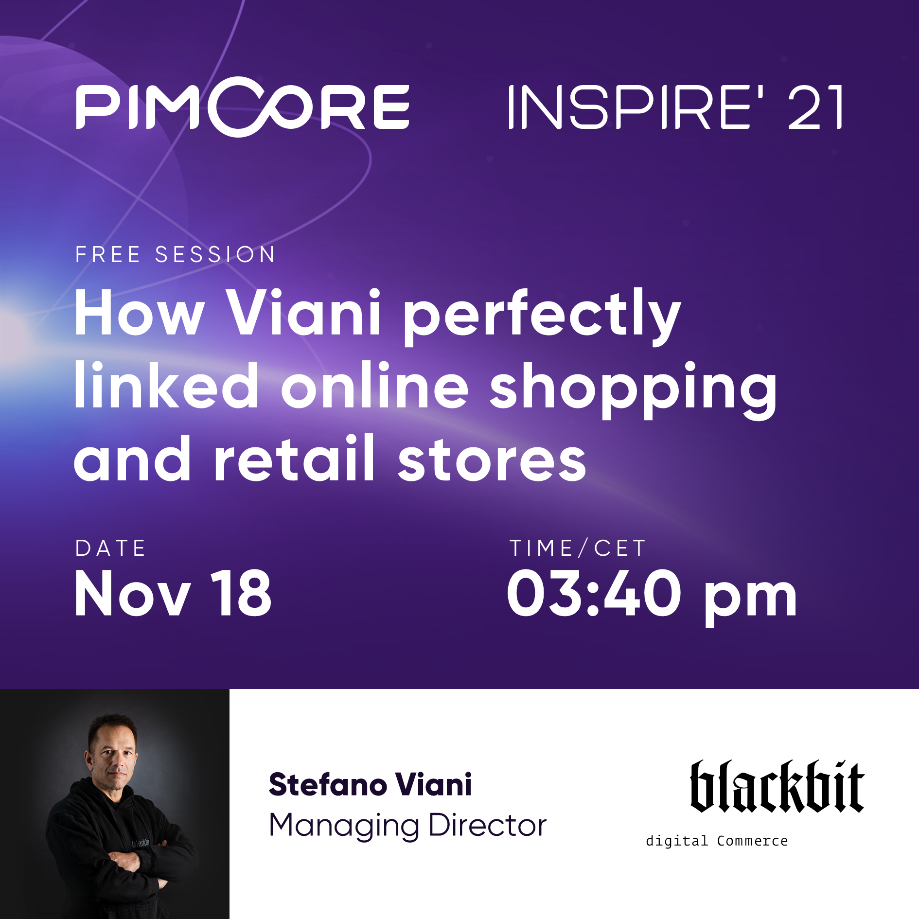 CEO Stefano Viani hält einen Vortrag auf dem Pimcore Inspire 2021