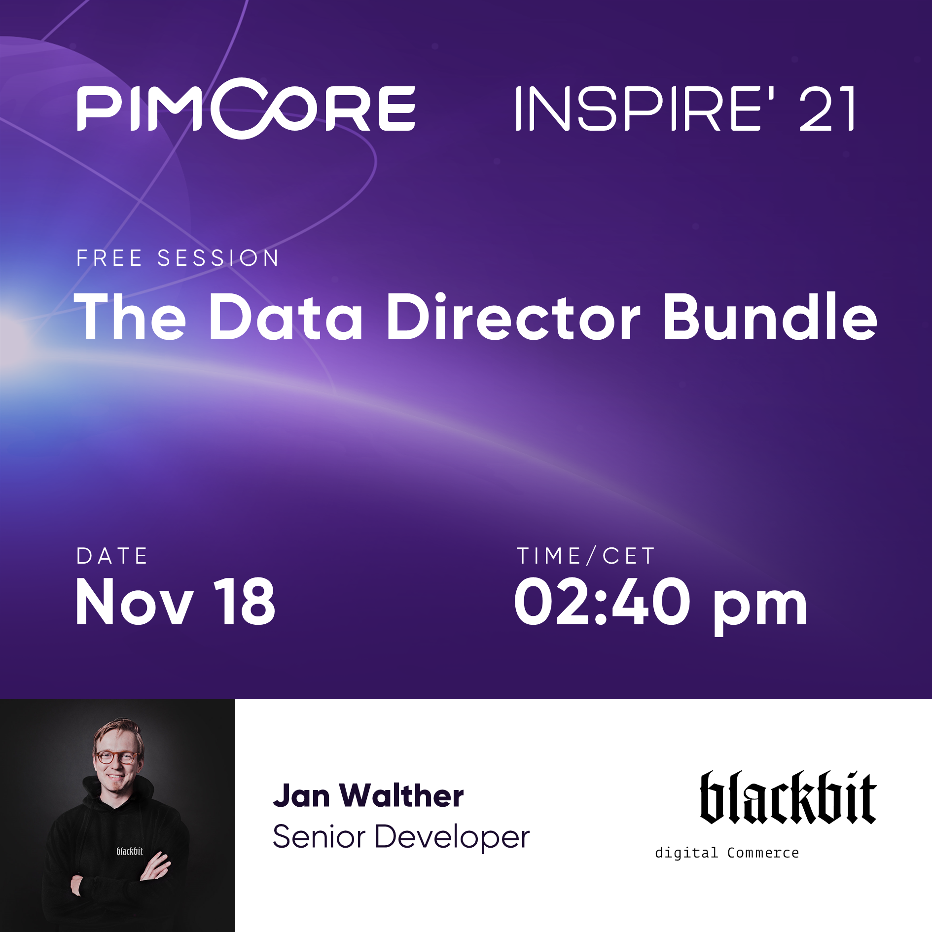 Web-Entwickler Jan Walther hält einen Vortrag auf dem Pimcore Inspire 2021