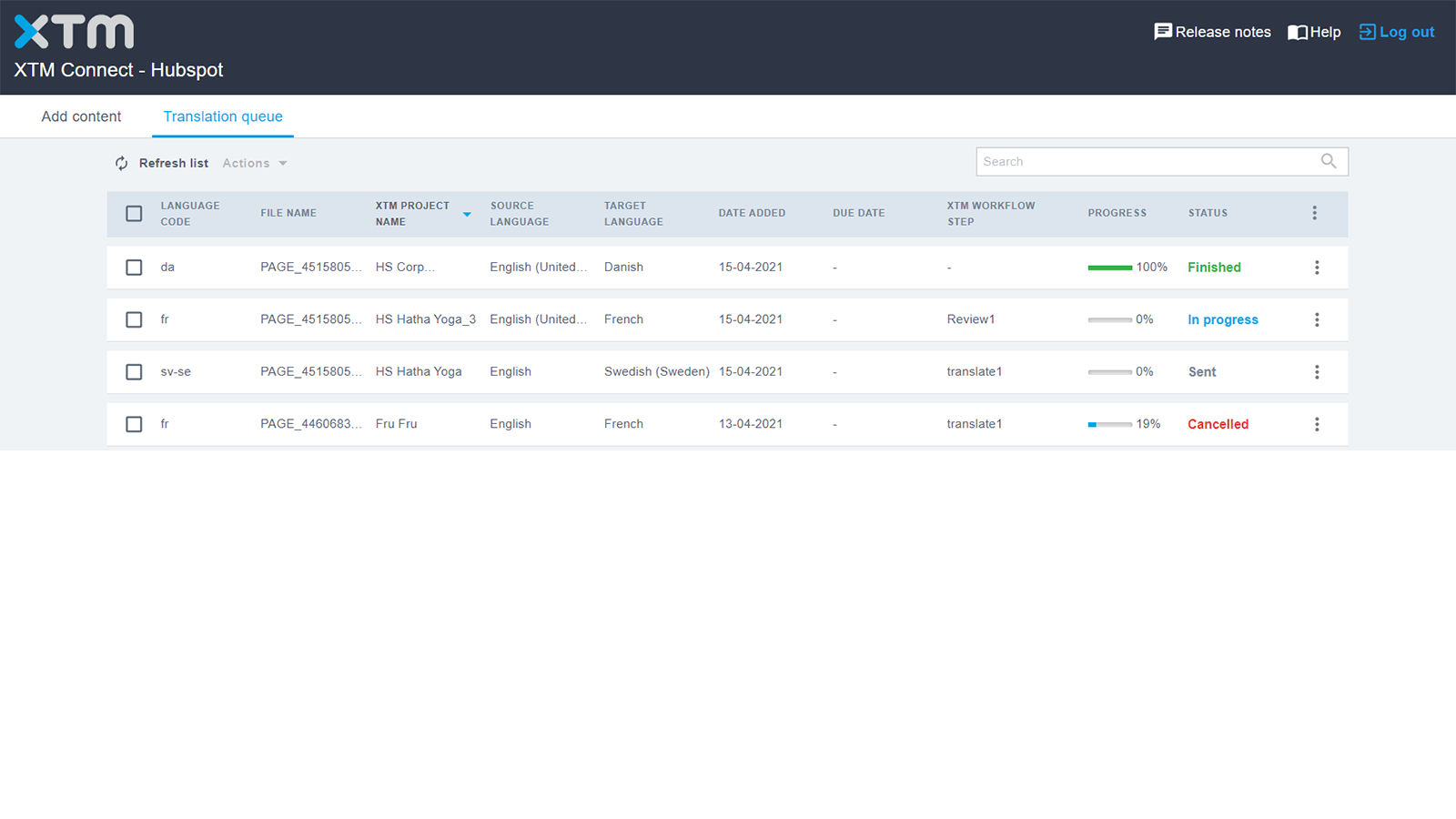 Track translation progress in HubSpot