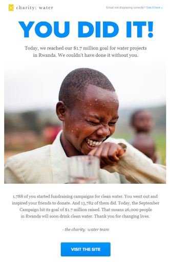 Charity: water thank-you example