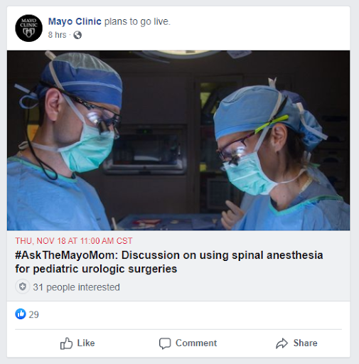 Mayo Clinic social media post