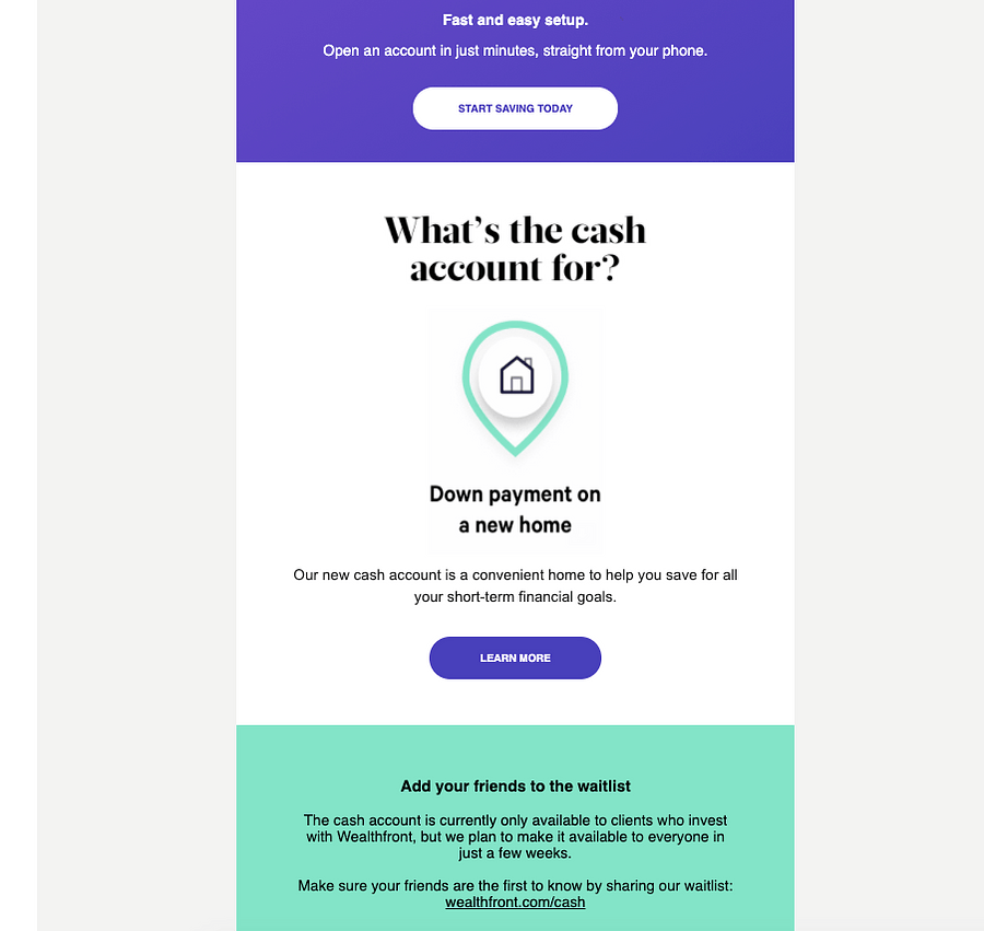 Email design with contrasting colors