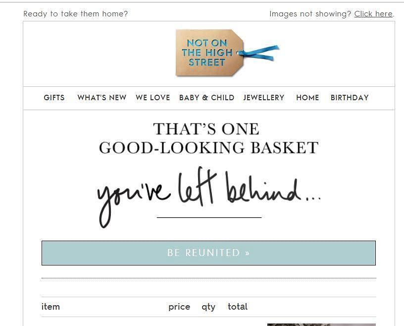 Good looking basket follow up mail