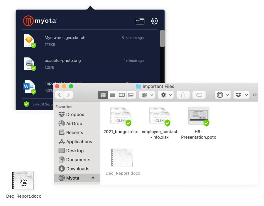 image of a screenshot of the myota data security desktop client