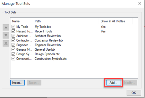 Managing Toolsets in Revu