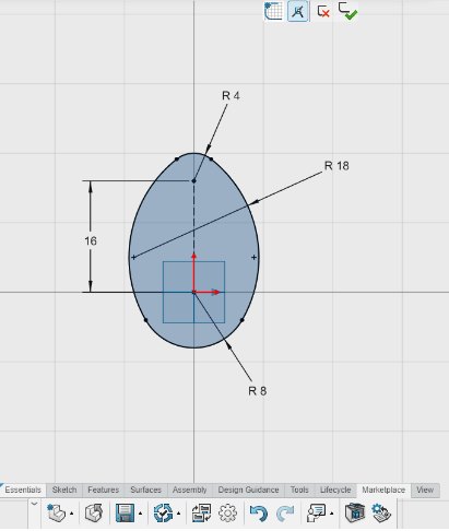 Two-dimensional modeling in SOLIDWORKS xDesign.