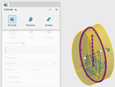 The Revolve feature in SOLIDWORKS xDesign.