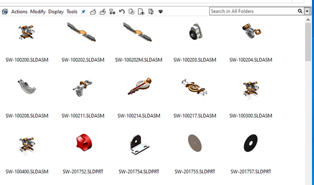 A screenshot image of large icons in SOLIDWORKS PDM - TPM