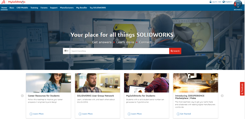 3DEXPERIENCE Platform Homepage - MySolidWorks