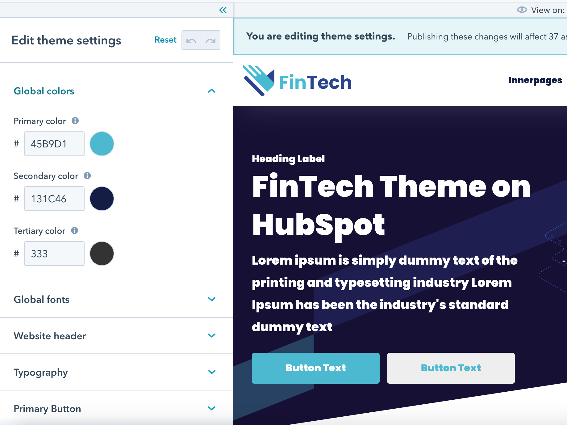 Powerful Theme Settings