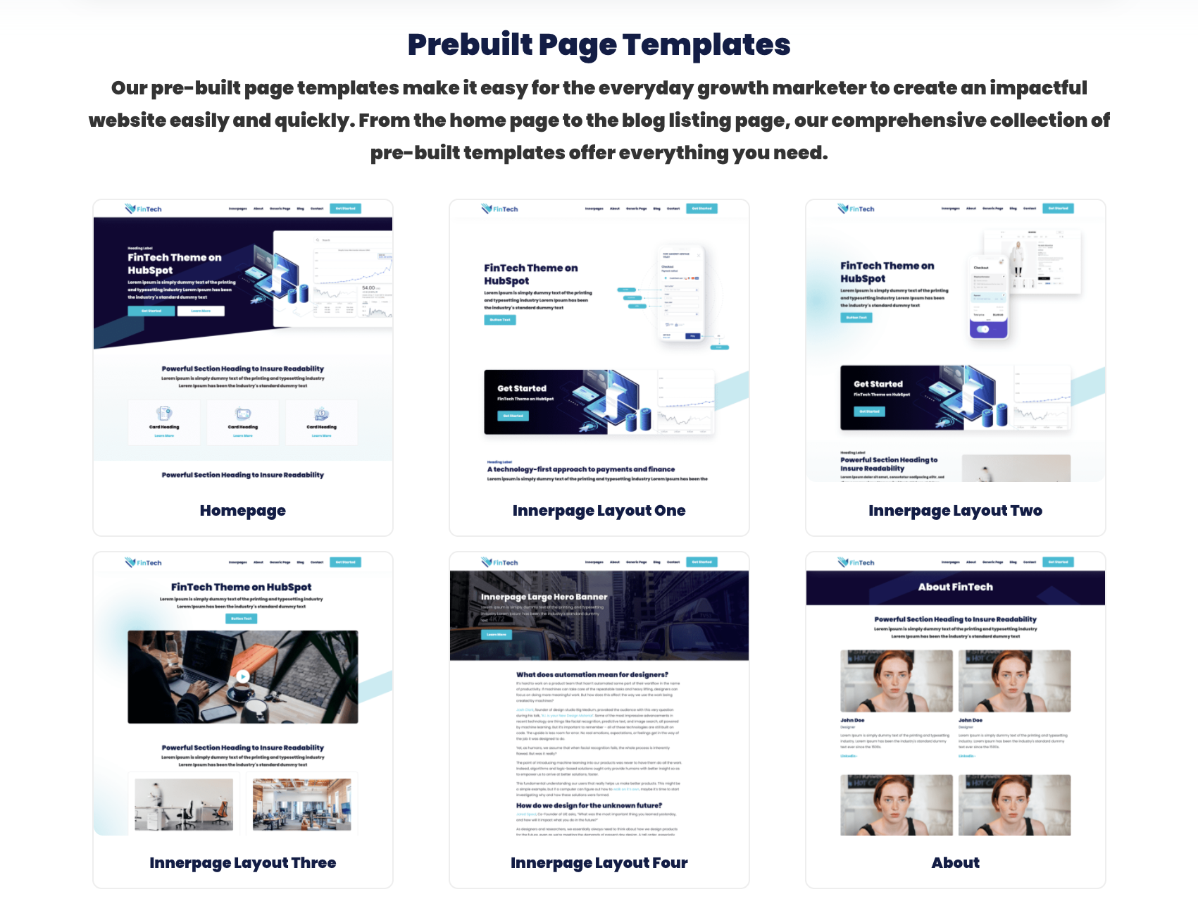 Prebuilt Page Templates