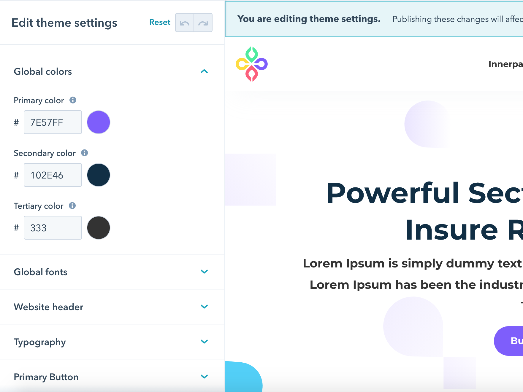 Powerful Theme Settings