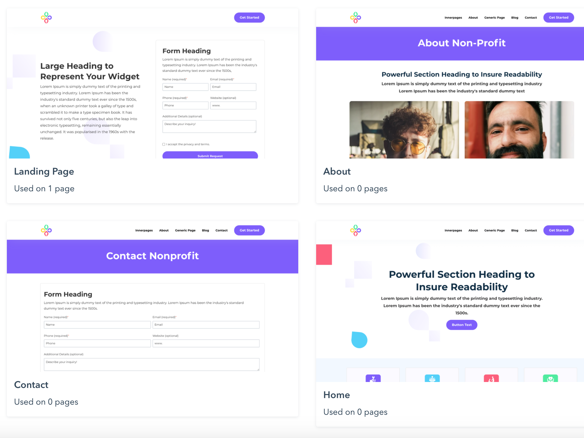 Prebuilt Page Templates