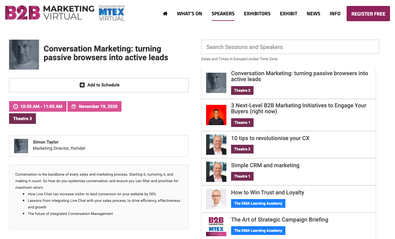B2B Marketing Expo - Seminar Schedule