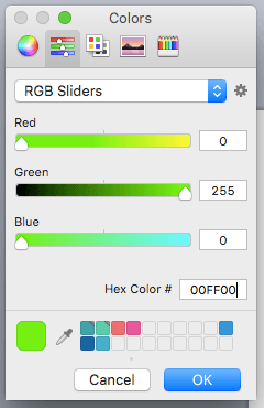 exemple de vert en RGB avec code hexa