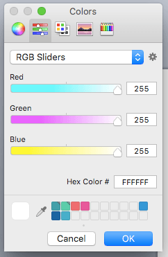 exemple de couleur blanc en RGB avec code hexa