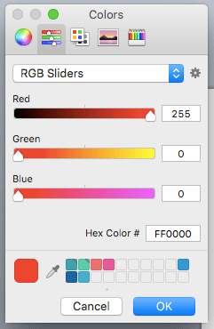 exemple de rouge en RGB avec code hexa