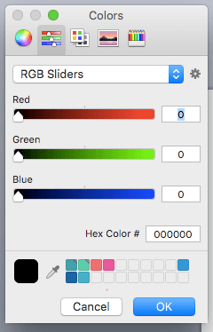 exemple de couleur noir en RGB avec code hexa