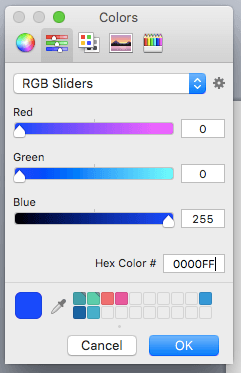exemple de bleu en RGB avec code hexa