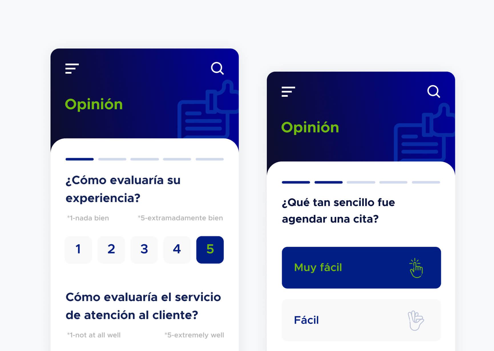 Encuesta a clientes sobre experiencia del uso de la aplicación