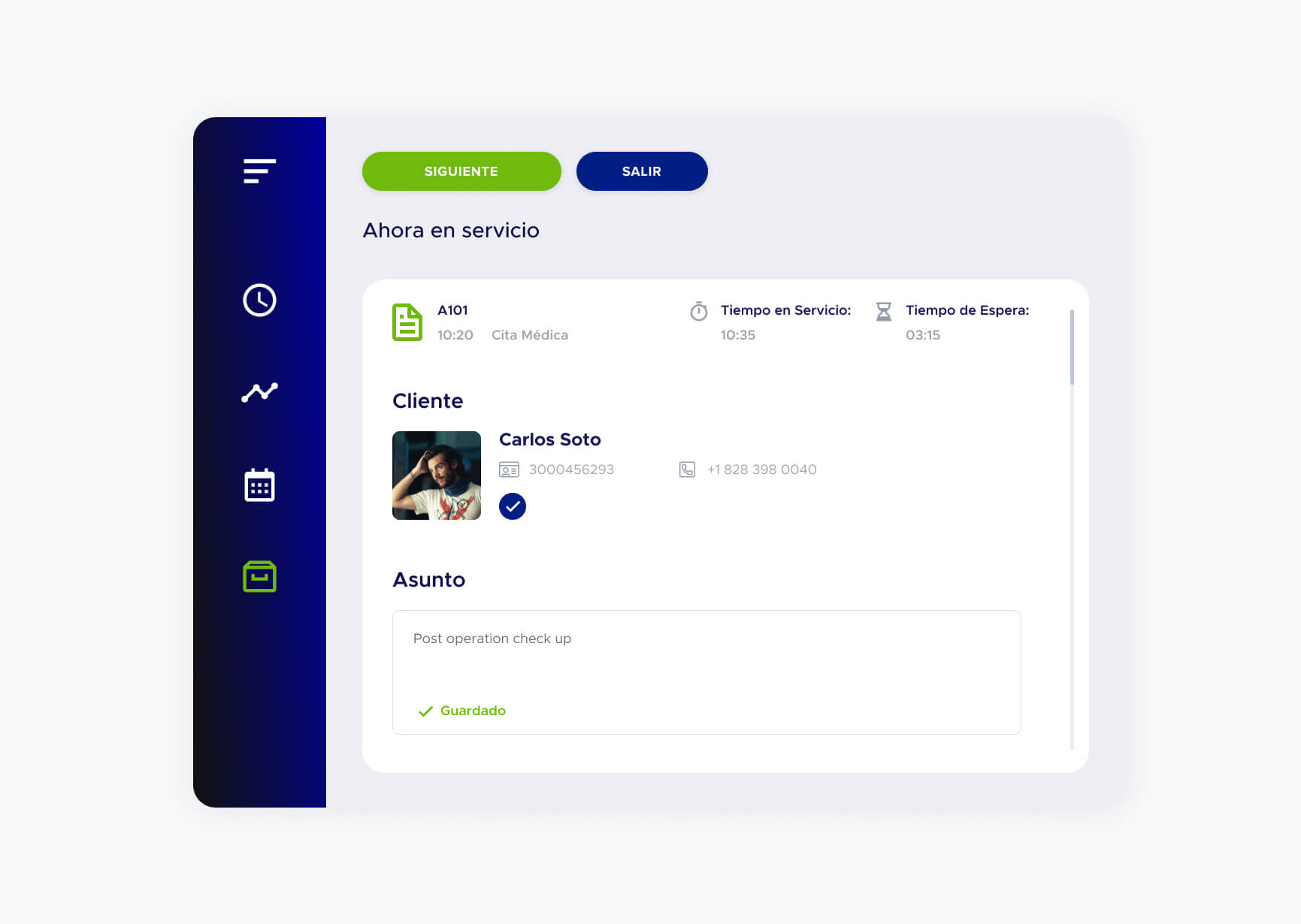 Pantalla de que ve ejecutivo en el software de ACF Technologies