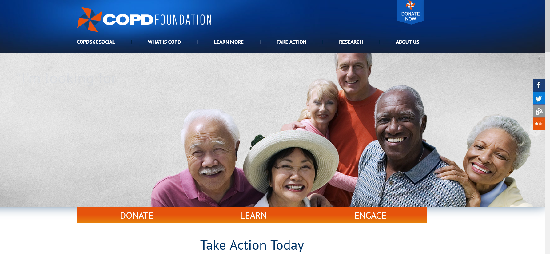 Home page of the COPD Foundation website.