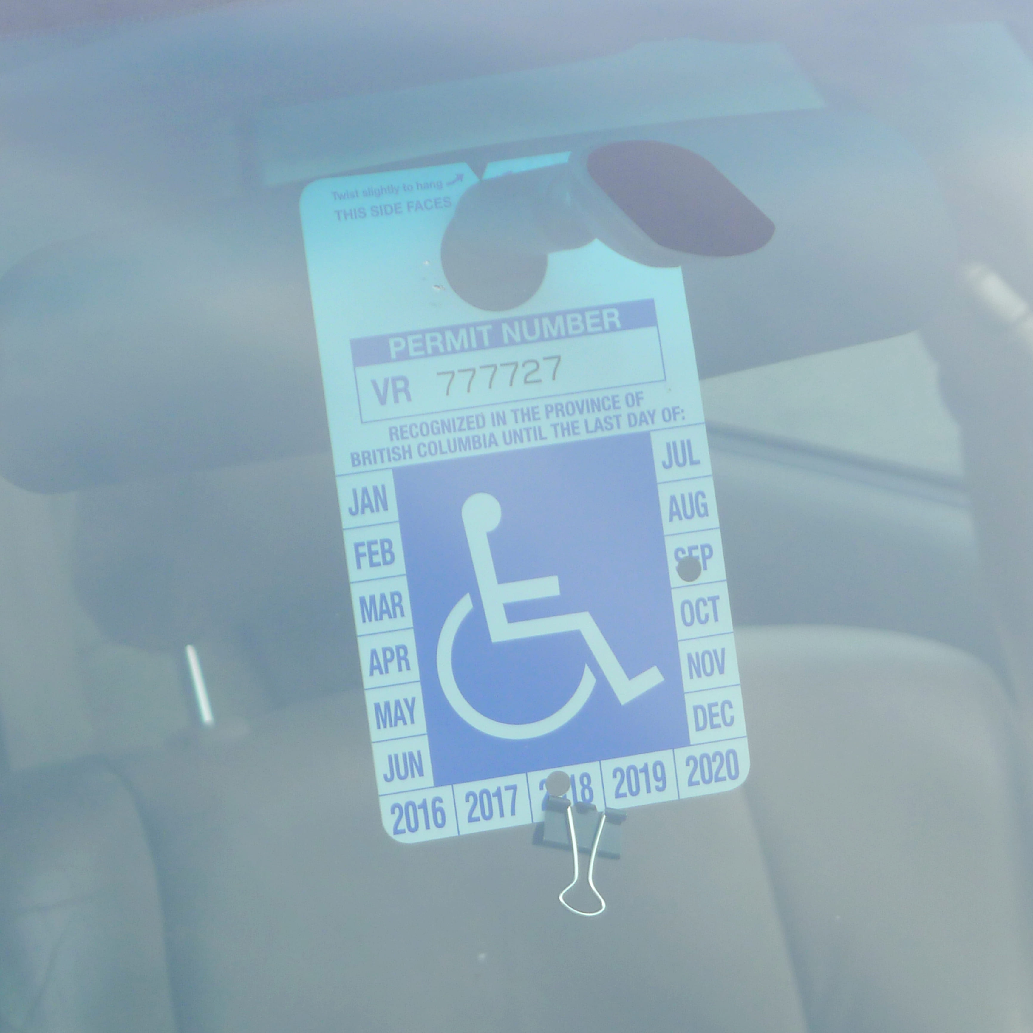 Handicap placard