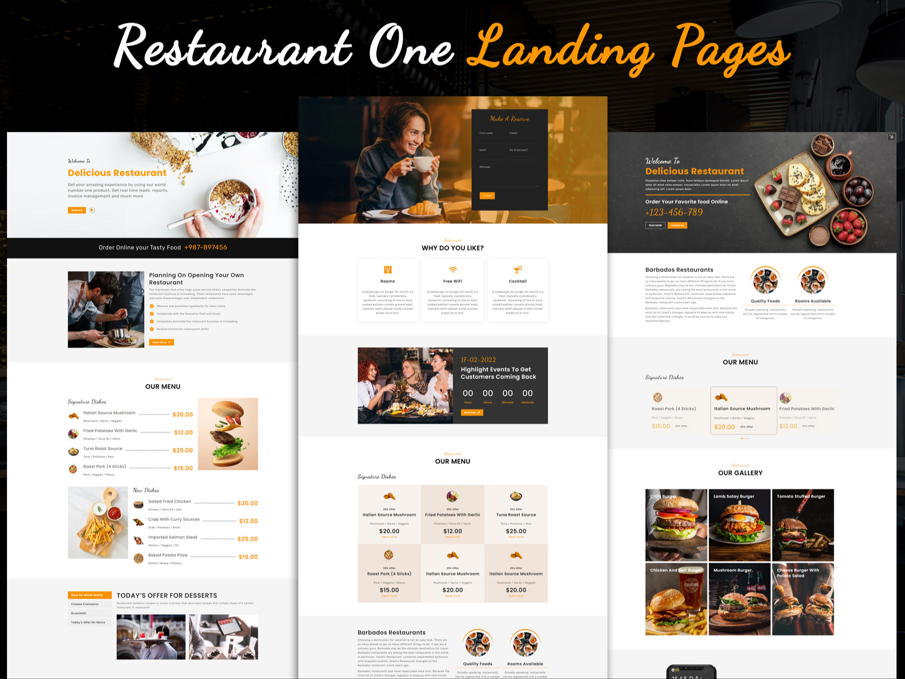 Restaurant - Multiple Landing Pages