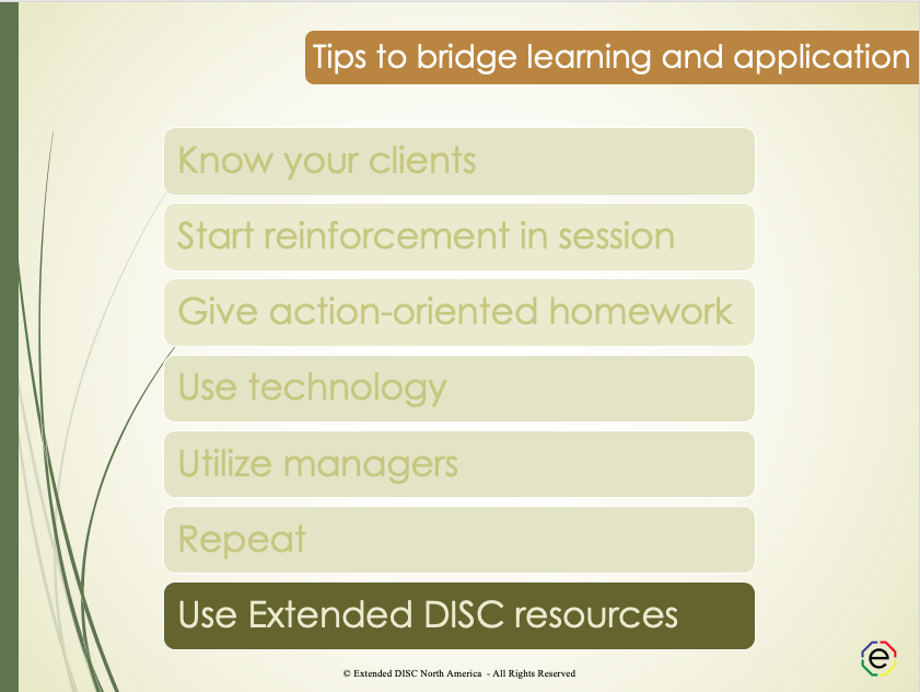 Use reinforcement workbooks and resources tips slide