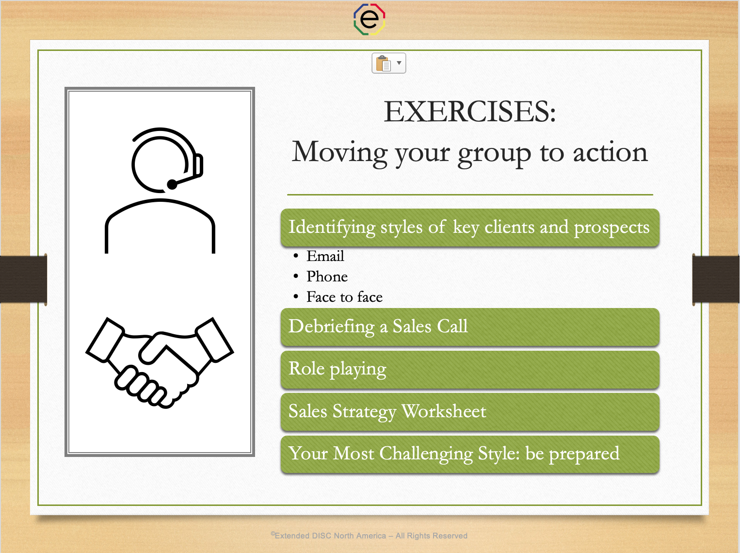 Exercises: Moving your sales groups to action DISC Webinar slide