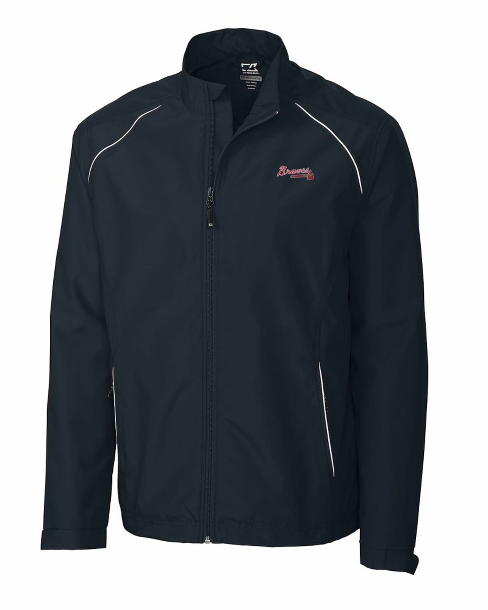 Cutter and Buck Mens Atlanta Braves WeatherTec Beacon Full-Zip Jacket