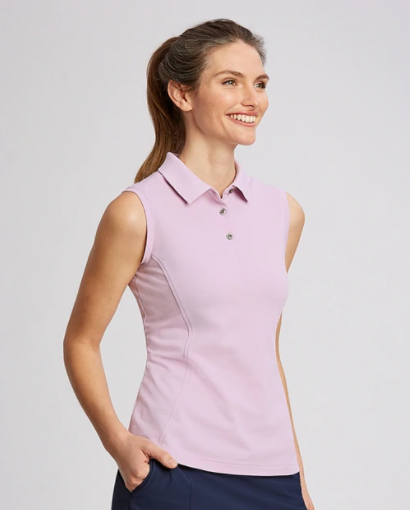 Woman wearing Cutter and Buck Ladies Advantage Polo Sleeveless