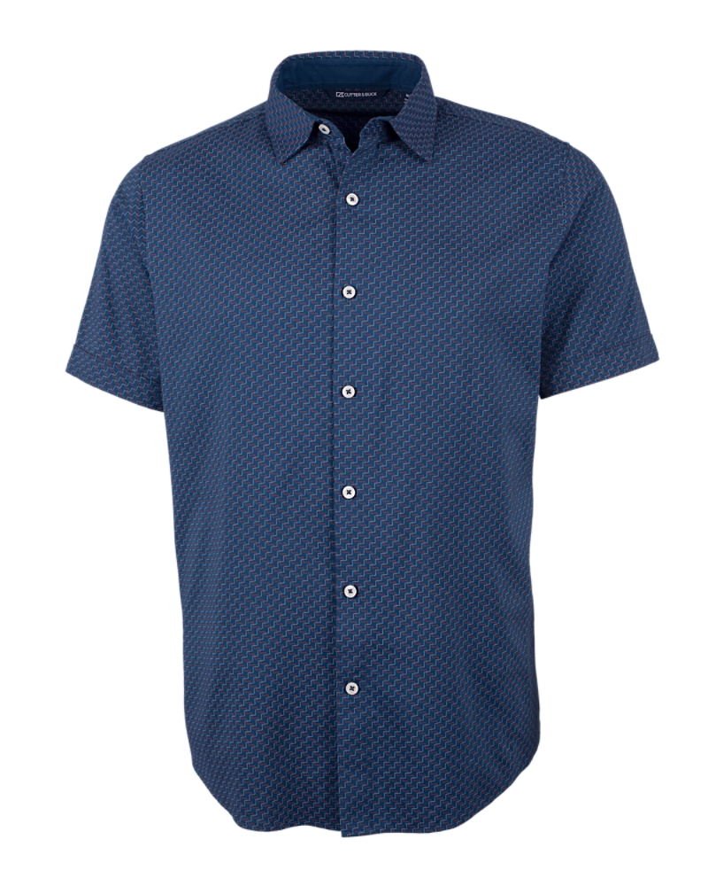 Cutter Buck Big & Tall Windward Jigsaw Short Sleeve in Navy