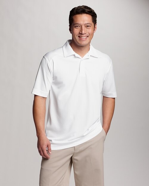 Man wearing Cutter and Buck Men's Big and Tall CB DryTec Genre Polo