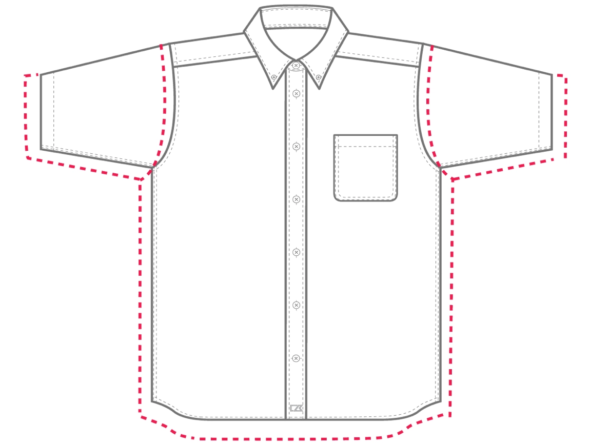 Men's Short Sleeve Relaxed Fit Dress Shirt Sizing Graphic