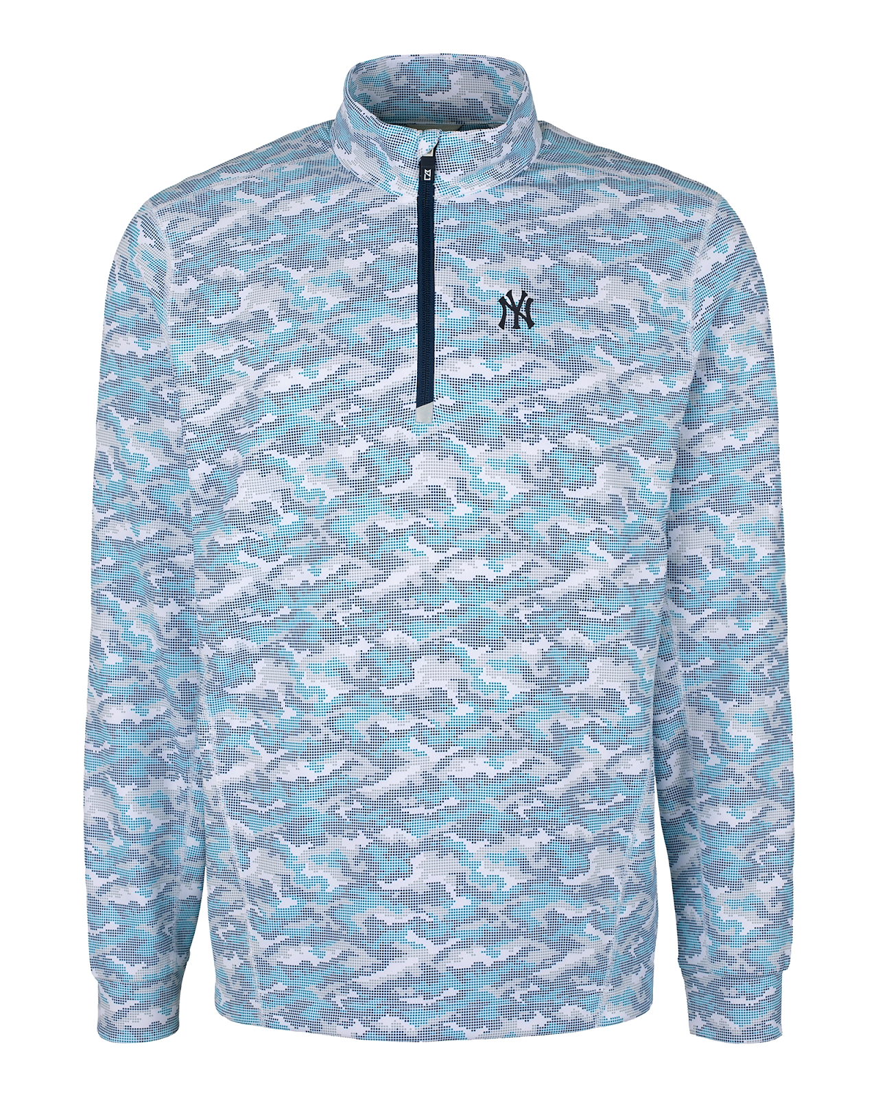 Cutter and Buck Men's New York Yankees Traverse Camo Print Half-Zip Jacket