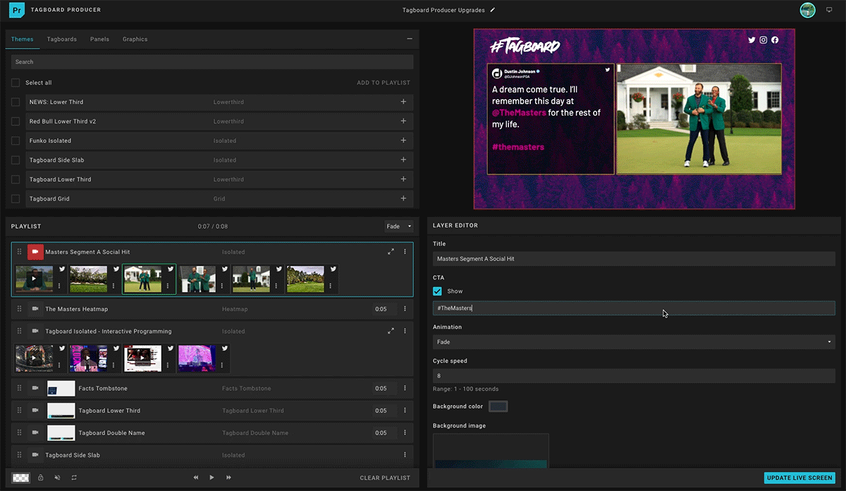 Live Content Production with Tagboard