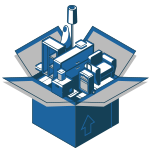 eviction move out box with items packed in it icon