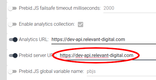 Prebid Server URL