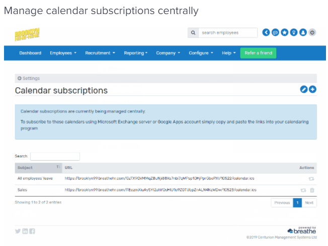 Calendar sync - manage calendar subscriptions