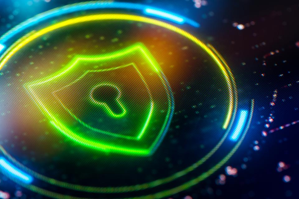 Cybersecurity glowing lock image